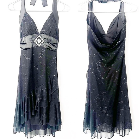 Vintage Y2K Taboo Dark Fairy Babydoll Dress Sparkly Whimsigoth Small Prom Black - Picture 2 of 16